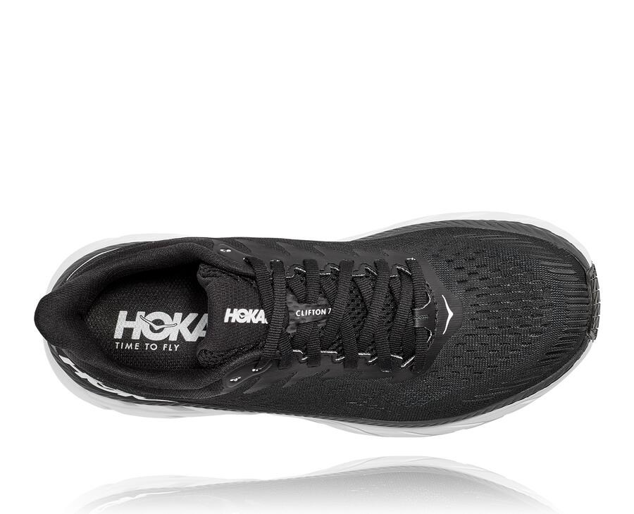 Hoka One One Hardloopschoenen Dames - Clifton 7 - Zwart/Wit - XR0819257